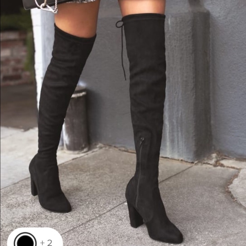 Lulus so much yes black suede over the knee boots size 9